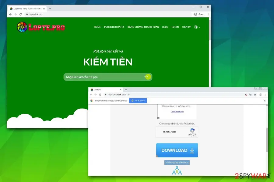 Loptelink.pro: loptelink pro link shortening service adware