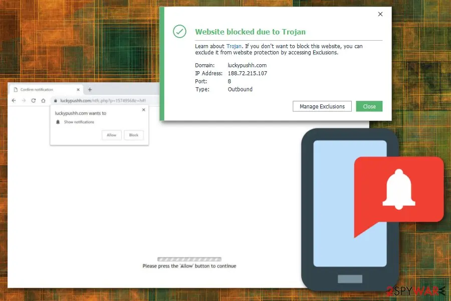 Luckypushh.com: luckypushh com push notifications virus