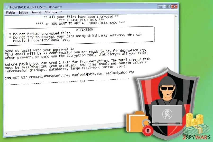 Screenshot of Maoloa ransomware: screenshot