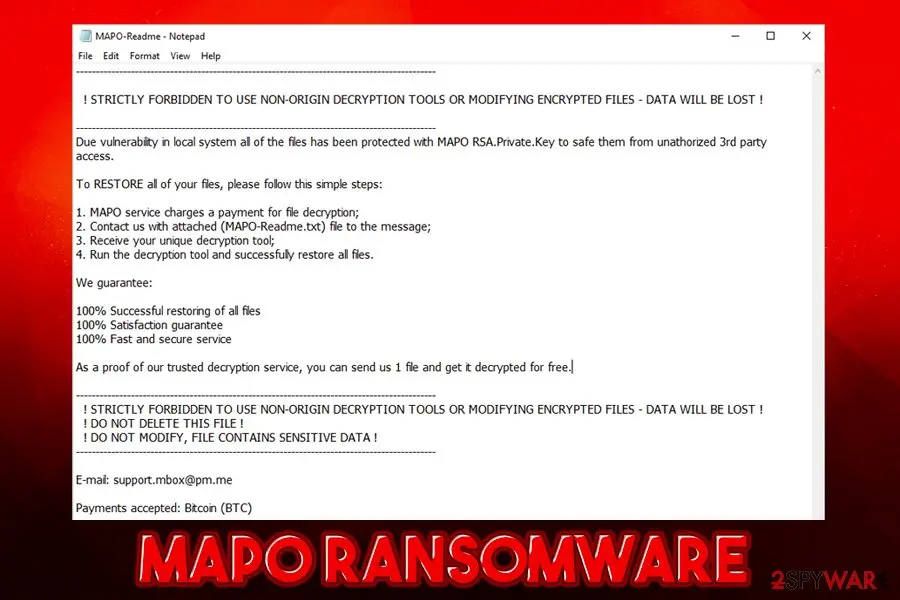 Mapo: ransomware varsion of outsider garrantydecrypt