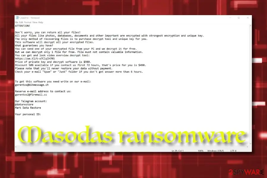 Screenshot of Masodas: ransomware virus