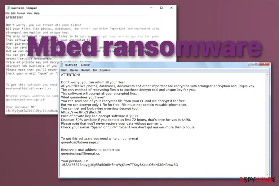 Screenshot of Mbed ransomware: screenshot