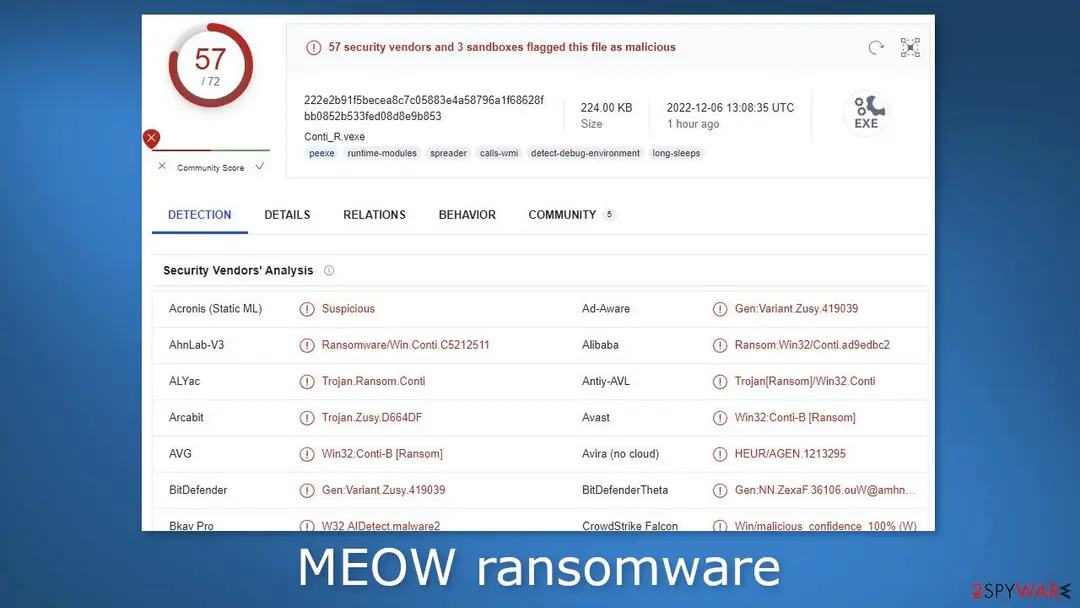 Screenshot of MEOW: ransomware