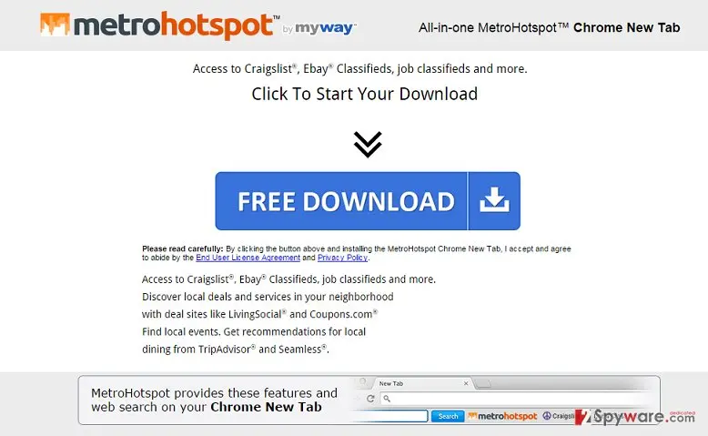 Screenshot of MetroHotspot Toolbar: screenshot