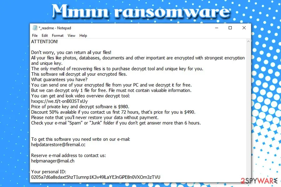 Mmnn ransomware: djvu stop variant