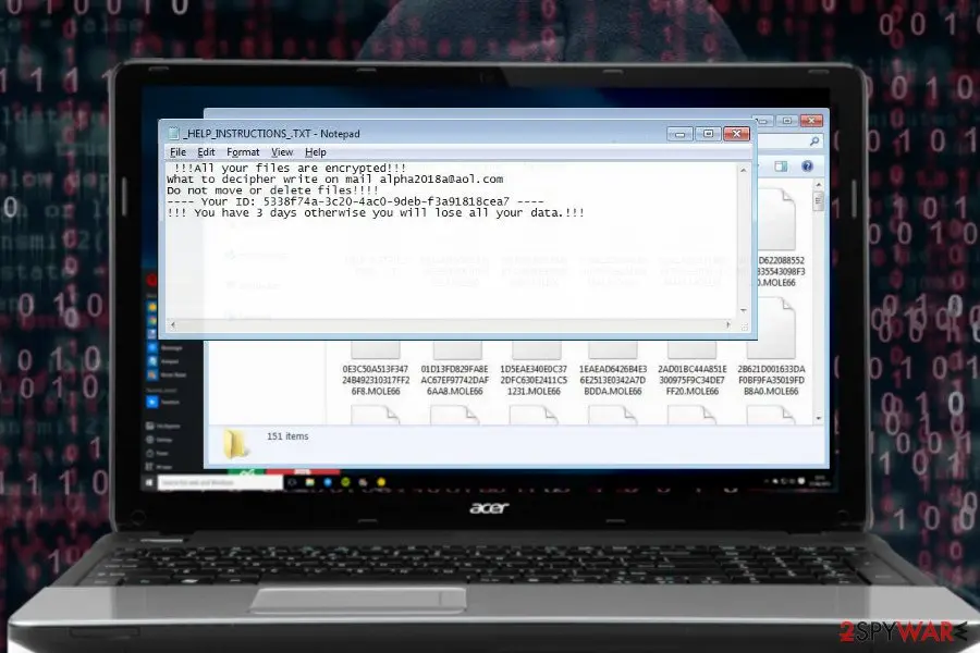 Screenshot of Mole66: crypromix ransomware