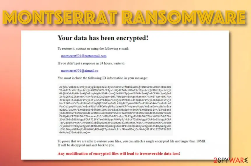 Screenshot of Montserrat ransomware: screenshot