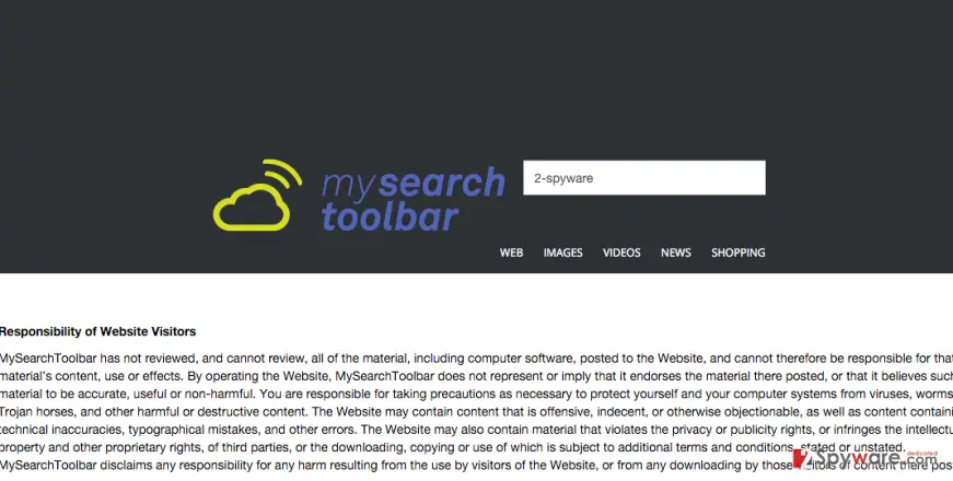 Mysearchtoolbar.com redirect: my search toolbar claims about responsibility