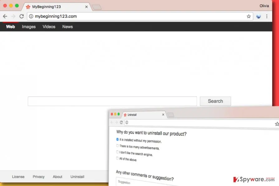 Mybeginning123.com virus: mybeginning123 com redirect virus uninstall