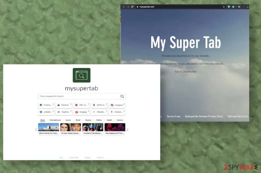 Screenshot of Mysupertab: hijacker