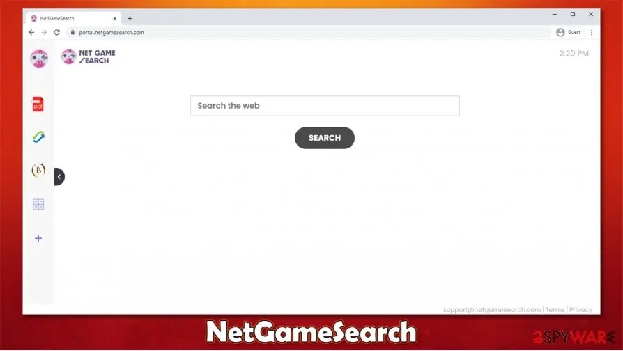 Screenshot of NetGameSearch: browser hijacker