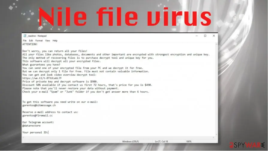 Nile virus / Nile ransomware / .nile file extension: nile virus