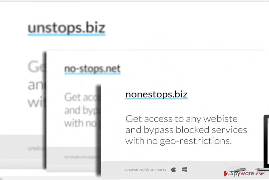 Screenshot of Nonestops.biz virus: nonstops