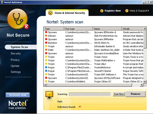 Screenshot of Nortel Antivirus: screenshot