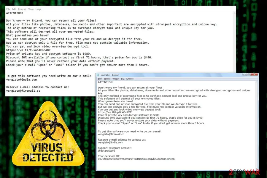 Screenshot of Norvas ransomware: djvu