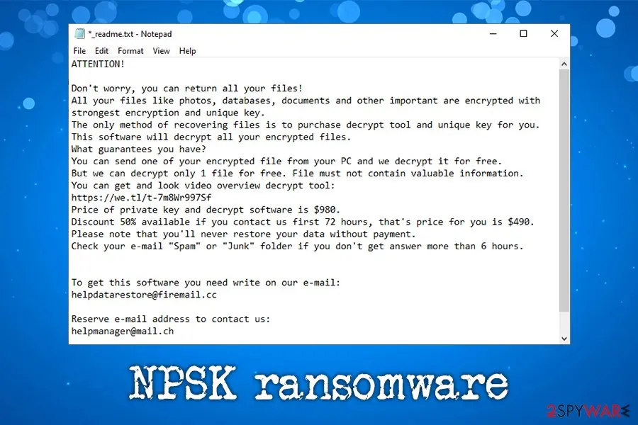 NPSK ransomware: file locking virus malware djvu