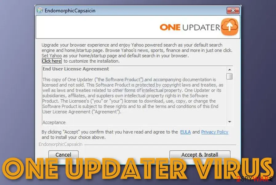 Screenshot of One Updater: virus