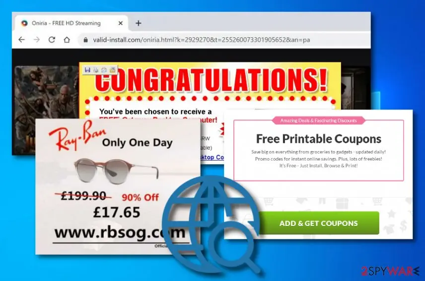 Screenshot of Oniria: adware program