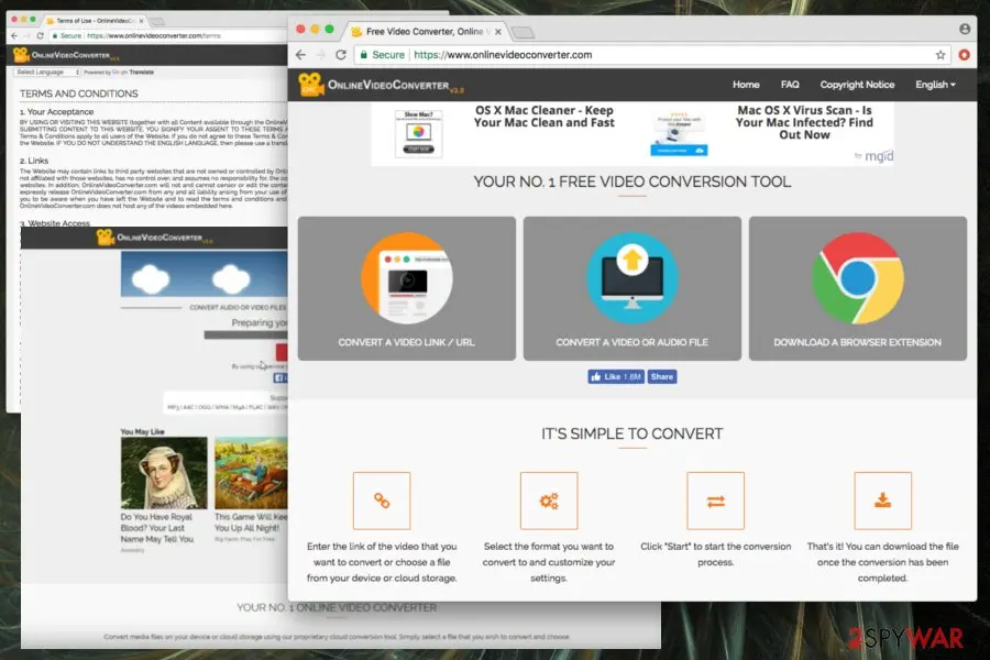 Online Video Converter virus: screenshot
