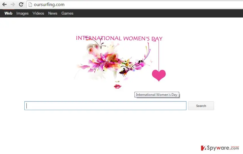 Screenshot of Oursurfing.com virus: oursurfingcom