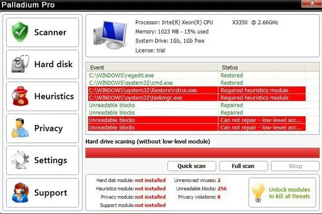 Screenshot of Palladium Pro: screenshot