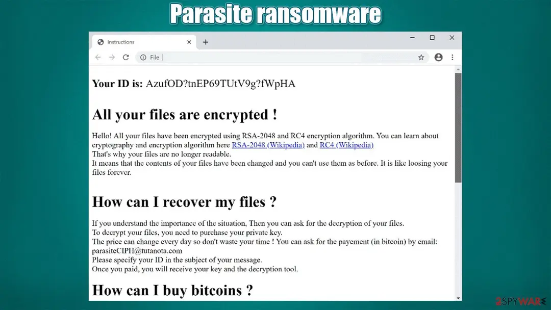 Parasite file virus: parasite ransomware file locking virus