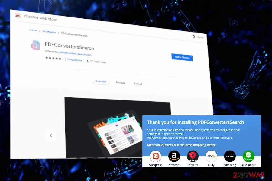 Screenshot of PDFConvertersSearch: virus