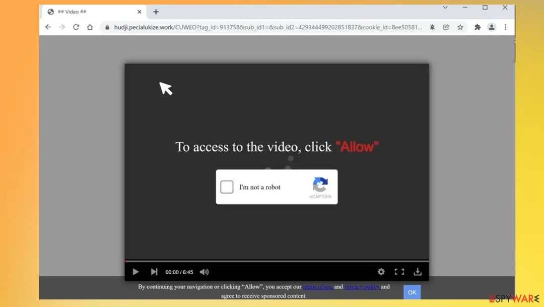 Pecialukize.work ads: pecialukize work adware