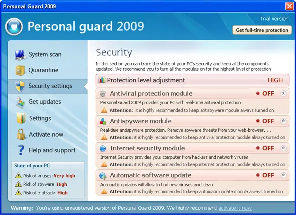 Personal Guard 2009: screenshot