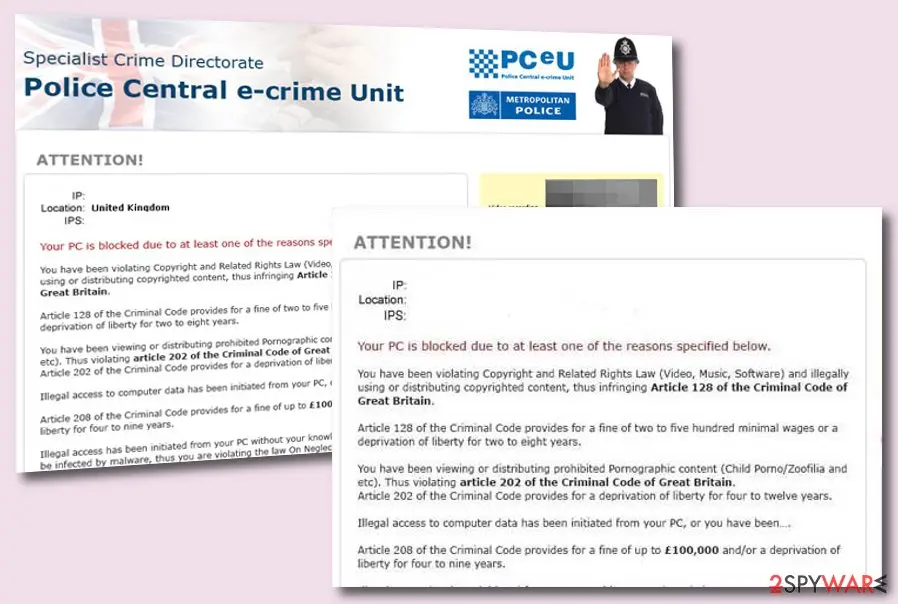 Police Central e-crime Unit virus: police central e crime unit scam