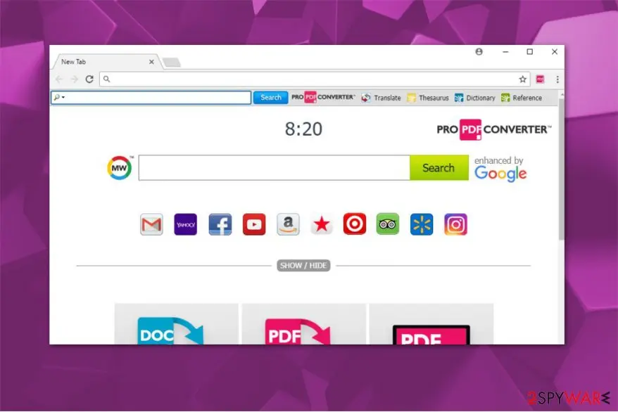 ProPDFConverter Toolbar: attempts to hijack your browser
