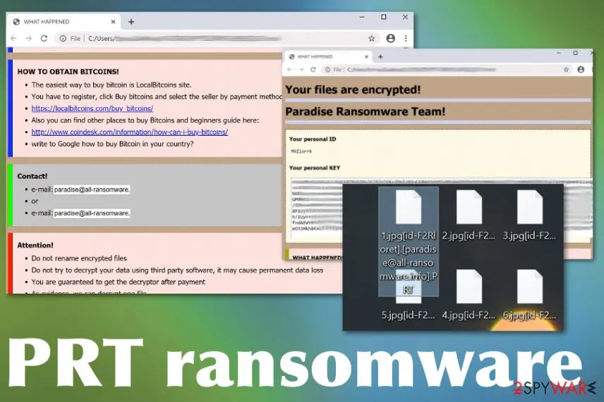 Screenshot of PRT ransomware: virus