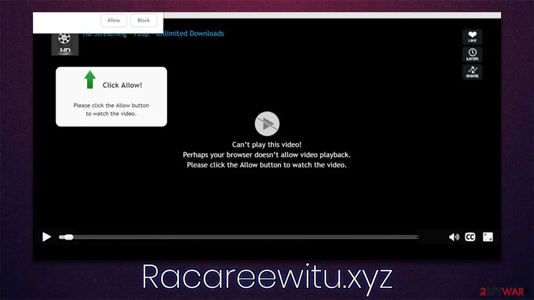 Racareewitu.xyz: racareewitu xyz push notification virus