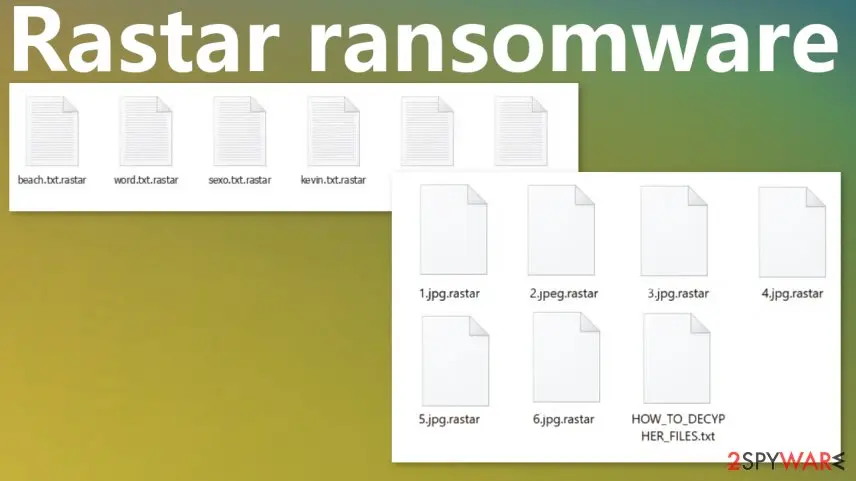 Screenshot of Rastar ransomware: virus