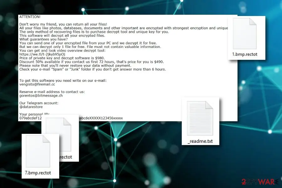 Screenshot of Rectot: ransomware virus