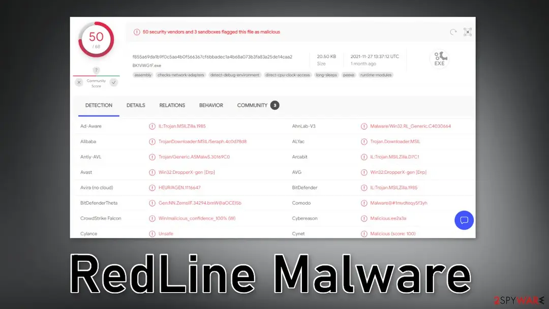 Screenshot of RedLine: malware