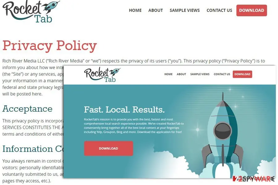 Screenshot of Rocket Tab: picture