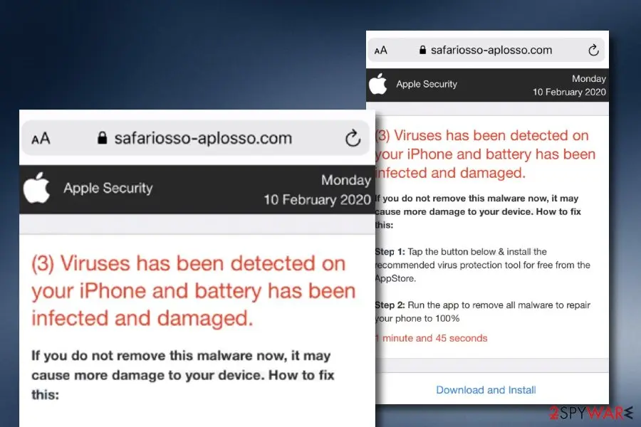 Safariosso-aplosso.com: safariosso aplosso com pop up scam