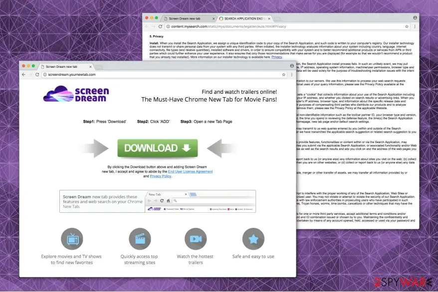 Screen Dream: screendream yournewtab com browser hijacker