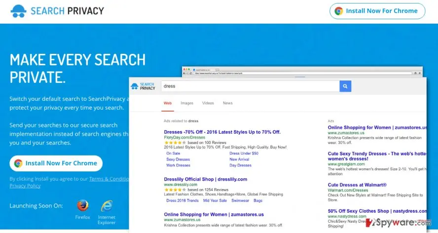 Search: privacy space virus screenshot