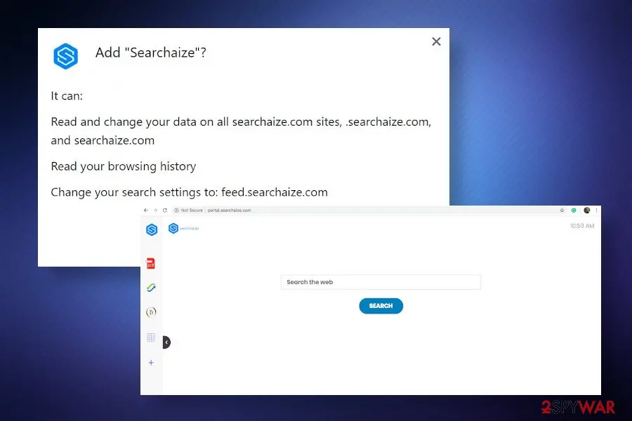 Screenshot of Searchaize: virus