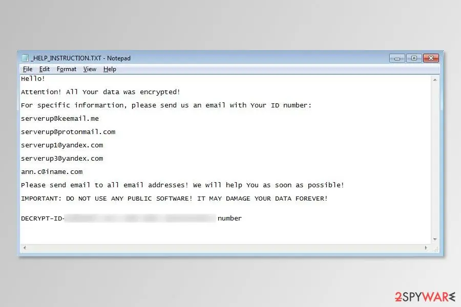 Server ransomware: server cryptomix ransom note