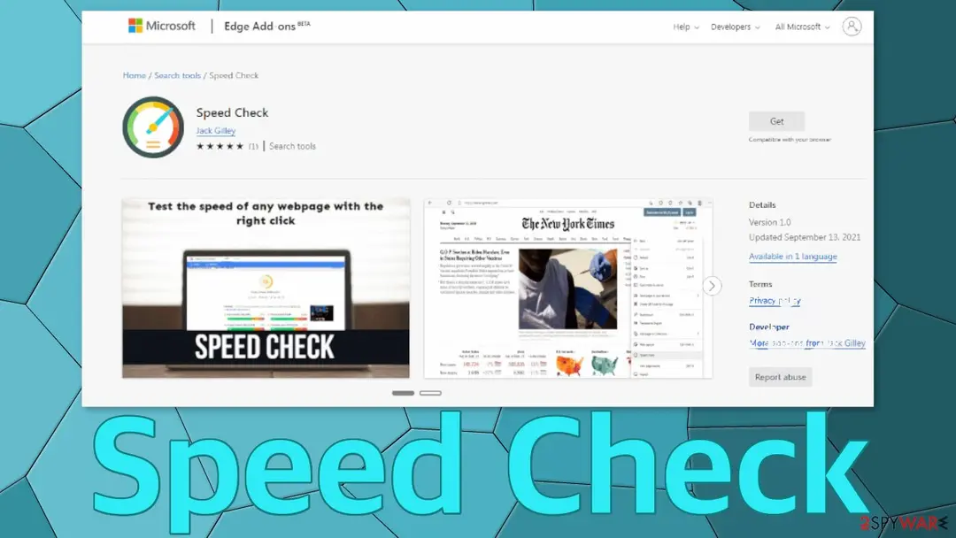 Screenshot of Speed Check: screenshot
