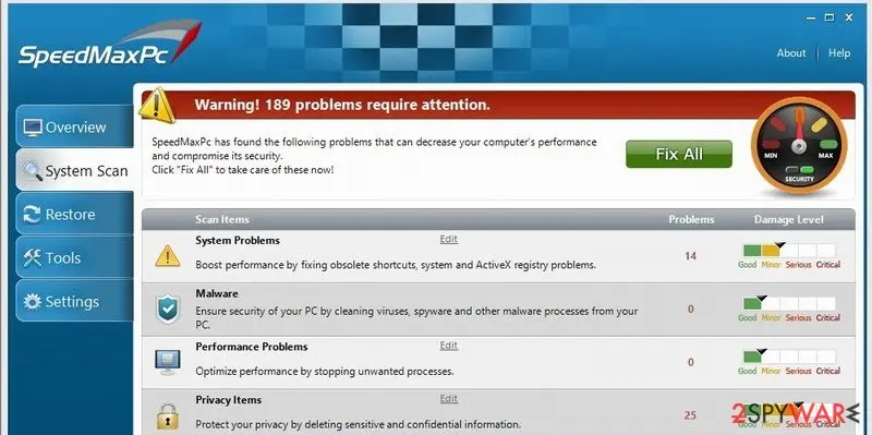 Screenshot of SpeedMaxPc: screenshot