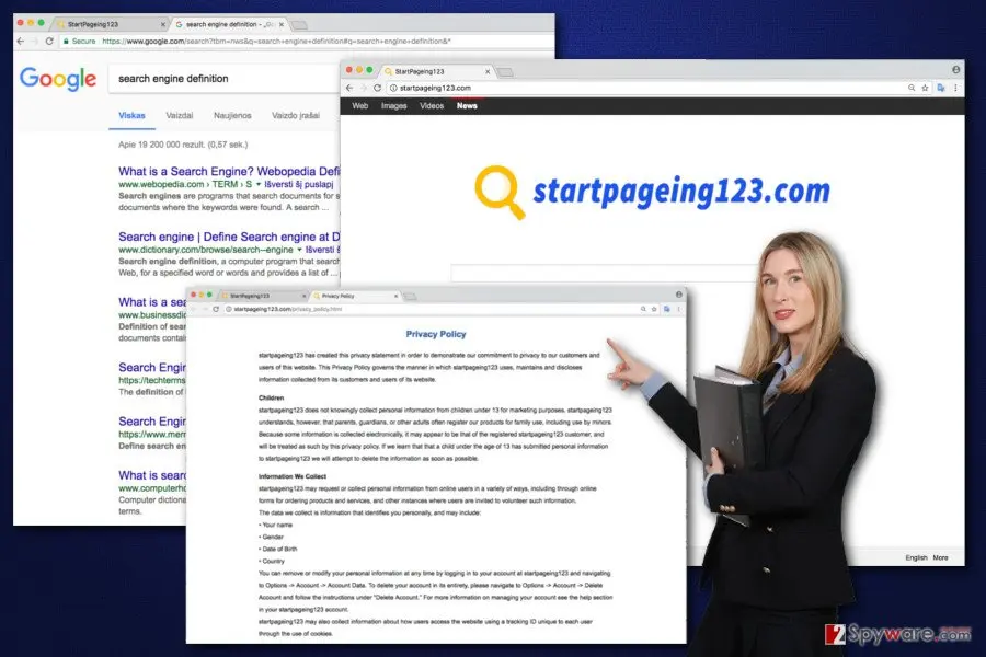 Screenshot of StartPageing123 virus: screenshot