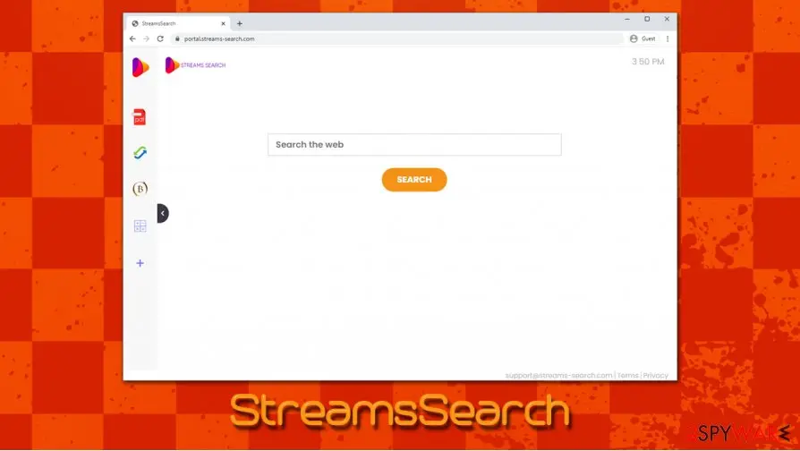 Screenshot of StreamsSearch: browser hijacker