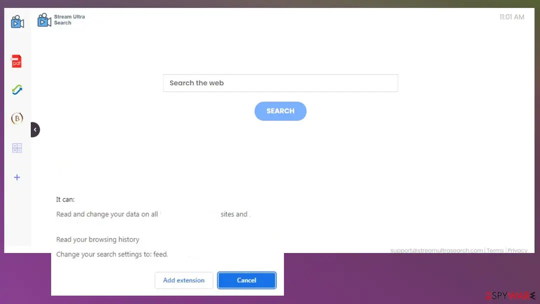 Screenshot of StreamUltraSearch: browser hijacker