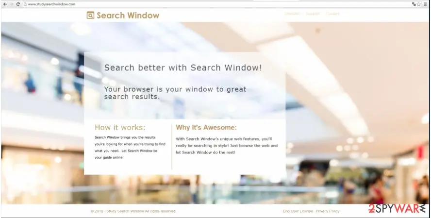 Study Search Window: website screenshot