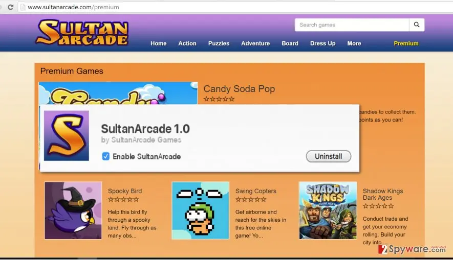 SultanArcade ads: sultanarcade adware