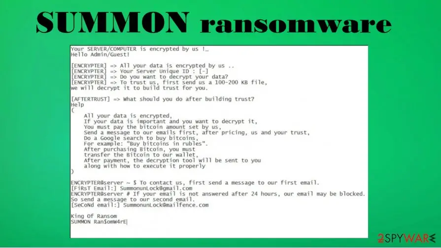 SUMMON ransomware: summon file virus